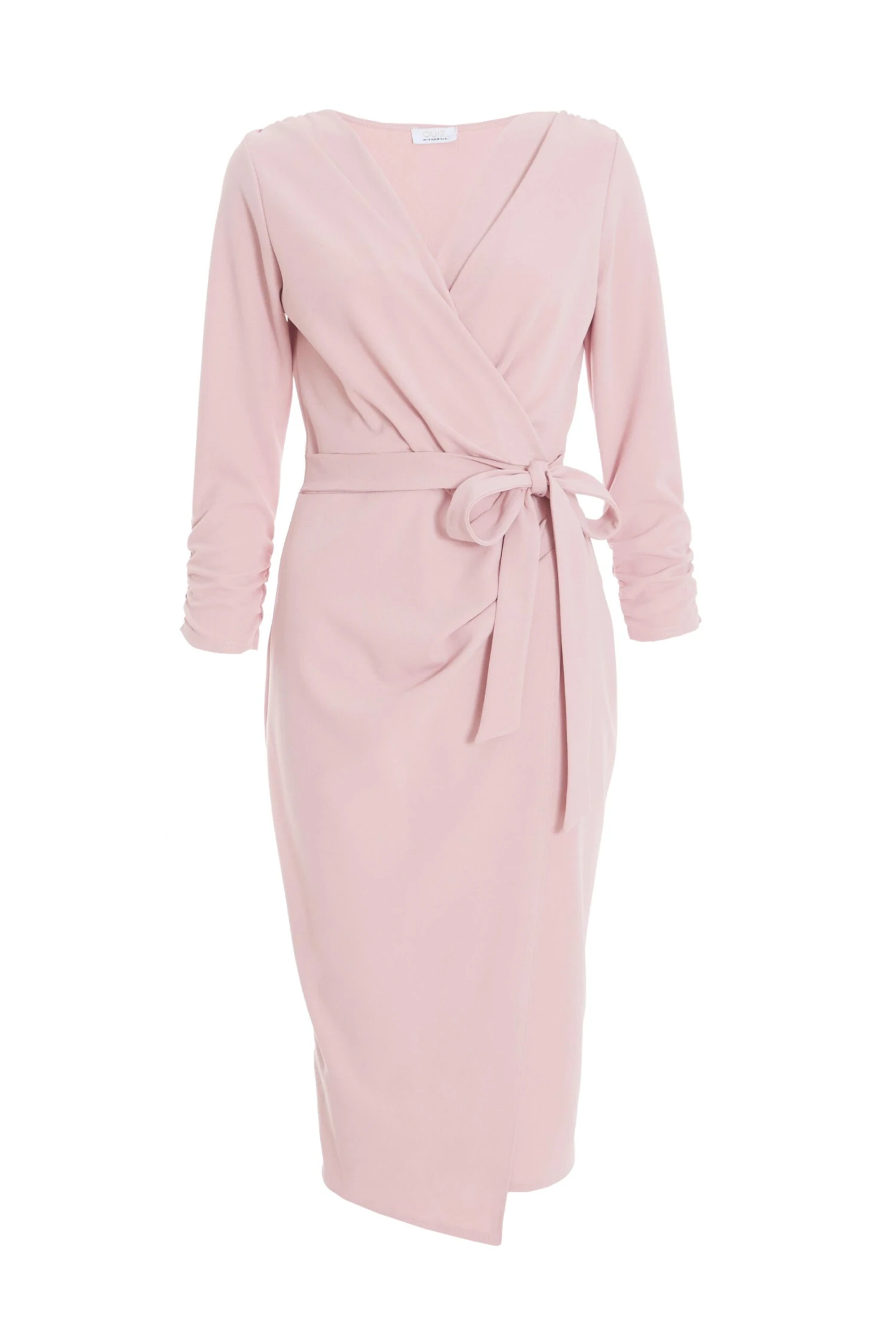 Pink Wrap Tie Midi Dress 1 Pink Wrap Tie Midi Dress