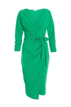 Jade Green Wrap Tie Midi Dress