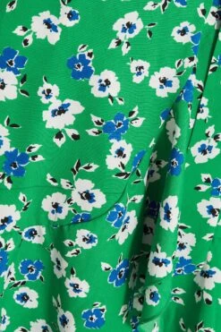 Green Floral Print Skater Mini Dress -Glamourista 00100037629 ZS