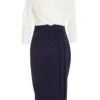 Navy Contrast Wrap Midi Dress