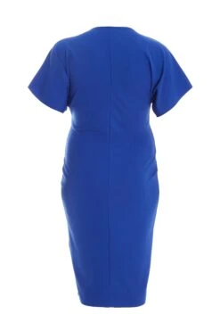 Curve Royal Blue Knot Front Midi Dress -Glamourista 00100037686 ZB