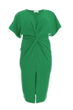 Curve Jade Green Knot Front Midi Dress