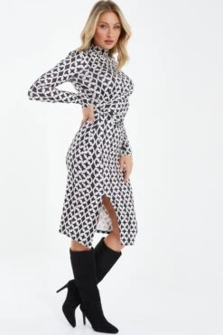 Stone Geometric Ruched Midi Dress -Glamourista 00100037713 XS