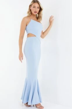 Light Blue One Shoulder Frill Hem Maxi Dress 9 Light Blue One Shoulder Frill Hem Maxi Dress -Glamourista 00100037730 XS
