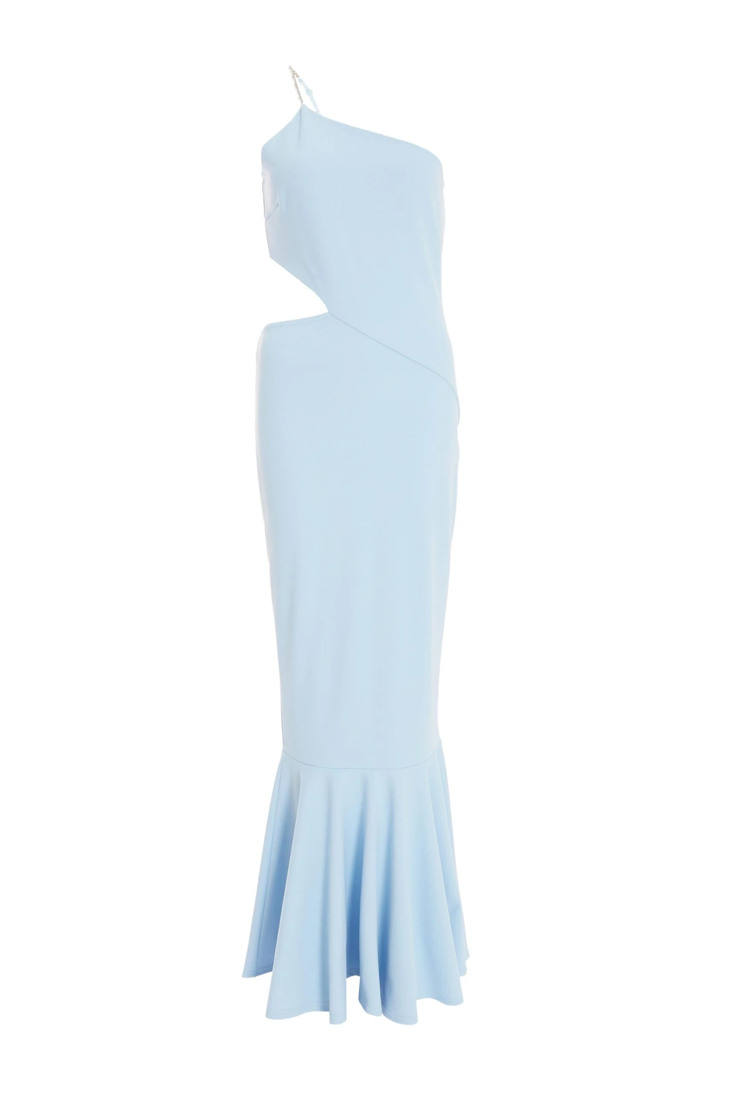 Light Blue One Shoulder Frill Hem Maxi Dress 1 Light Blue One Shoulder Frill Hem Maxi Dress