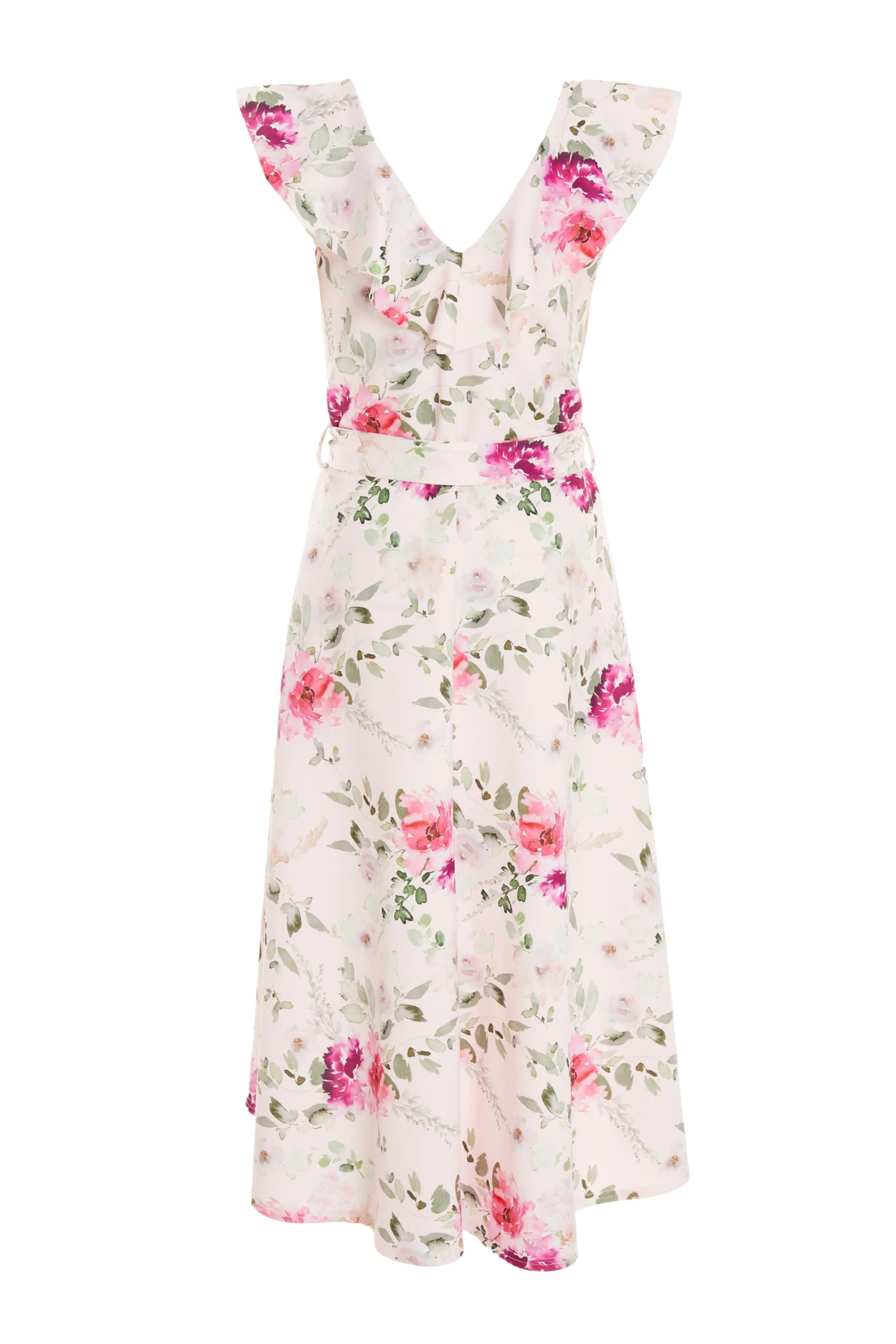 Light Pink Floral Dip Hem Midi Dress 5 Light Pink Floral Dip Hem Midi Dress - Image 5