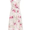 Light Pink Floral Dip Hem Midi Dress