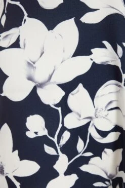 Petite Navy Floral Dip Hem Midi Dress -Glamourista 00100037780 ZS