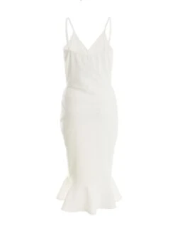 White Jacquard Frill Detail Midi Dress 10 White Jacquard Frill Detail Midi Dress -Glamourista 00100037817 ZB
