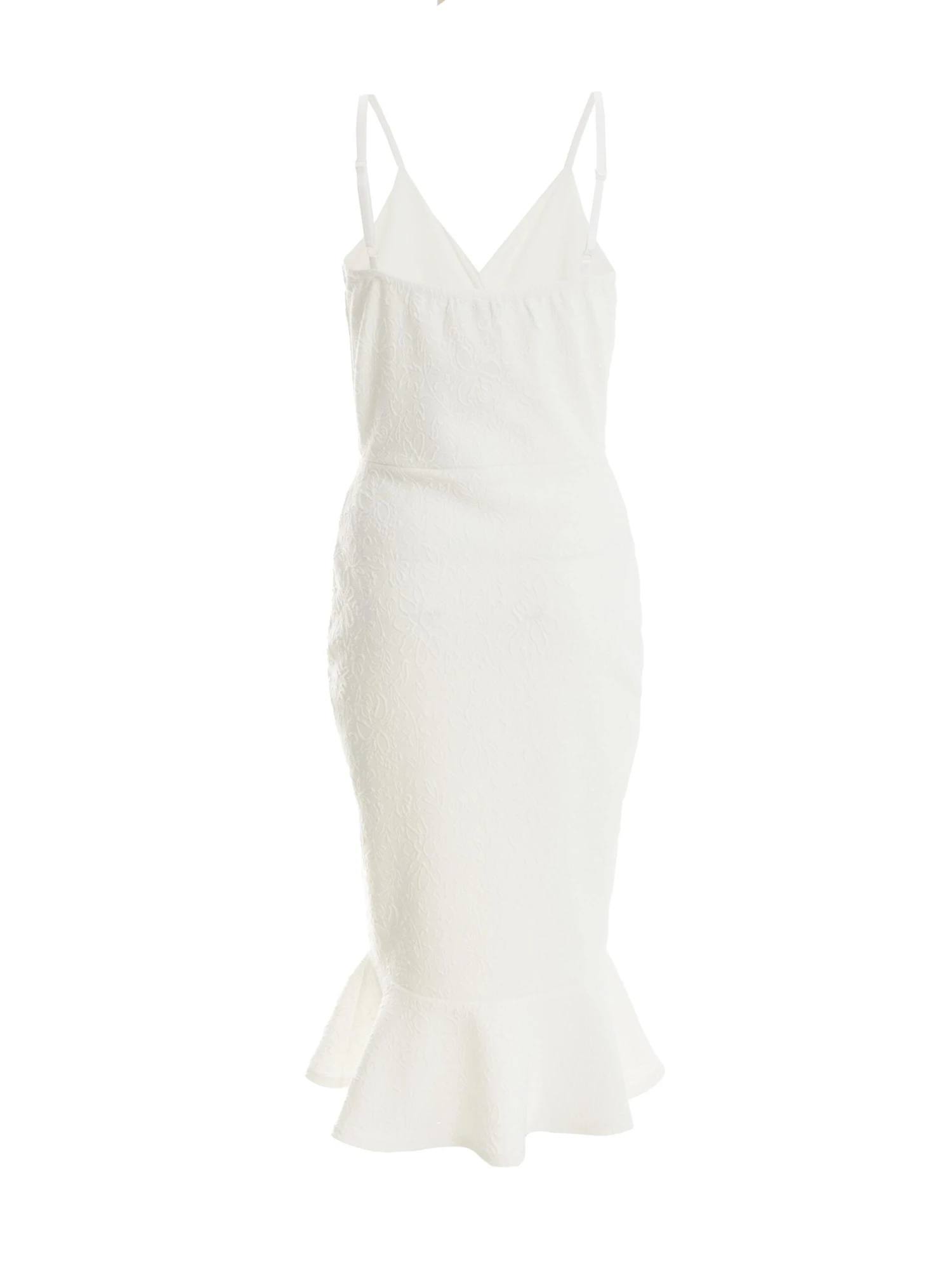 White Jacquard Frill Detail Midi Dress 5 White Jacquard Frill Detail Midi Dress - Image 5