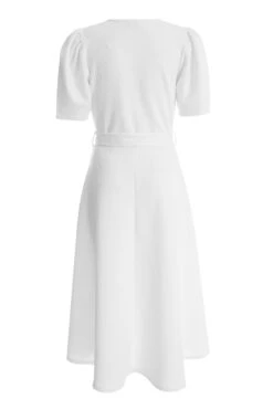 White Jacquard Print Dip Hem Midi Dress -Glamourista 00100037818 ZB