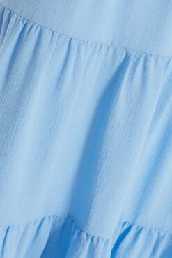 Light Blue Tiered Dip Hem Midi Dress -Glamourista 00100037839 ZS