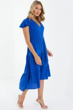 Royal Blue Tiered Dip Hem Midi Dress -Glamourista 00100037865 XS