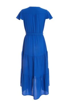 Royal Blue Tiered Dip Hem Midi Dress -Glamourista 00100037865 ZB