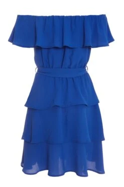 Royal Blue Tiered Bardot Mini Dress -Glamourista 00100037867 ZB
