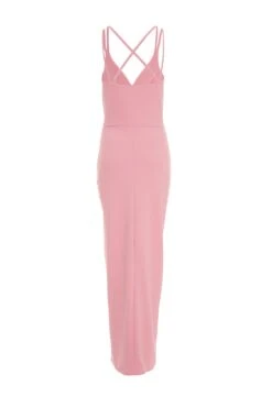 Pink Ruched Maxi Dress 10 Pink Ruched Maxi Dress -Glamourista 00100037896 ZB