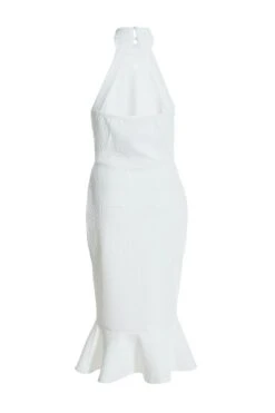 White Embroidered Frill Hem Midi Dress -Glamourista 00100037897 ZB