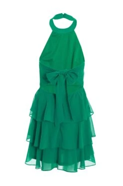 Green Halter Neck Skater Dress -Glamourista 00100037905 ZB