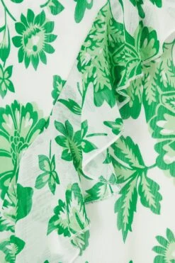 Green Tropical Print Wrap Midi Dress -Glamourista 00100037909 ZS