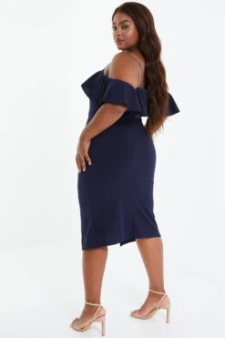 Curve Navy Diamante Strap Midi Dress -Glamourista 00100037963 XB