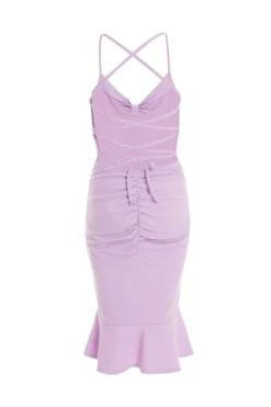 Petite Lilac Bow Tie Back Midi Dress 10 Petite Lilac Bow Tie Back Midi Dress -Glamourista 00100037970 ZB