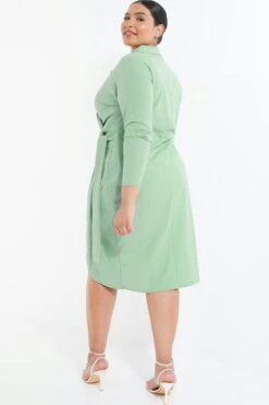 Curve Sage Wrap Mini Blazer Dress -Glamourista 00100037977 XB