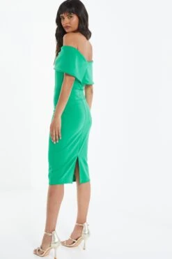 Green Bardot Bow Midi Dress 8 Green Bardot Bow Midi Dress -Glamourista 00100038010 XB