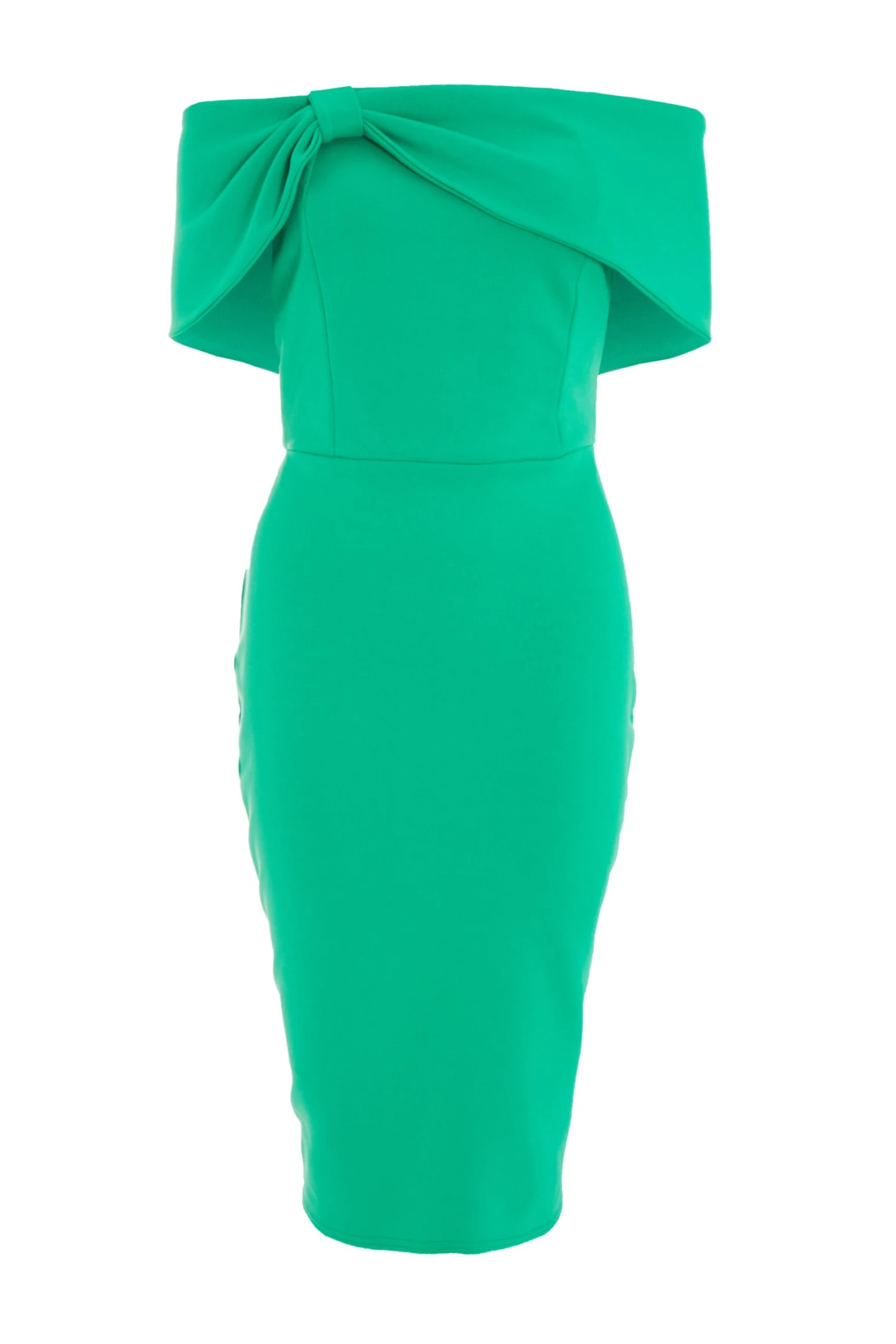 Green Bardot Bow Midi Dress 1 Green Bardot Bow Midi Dress