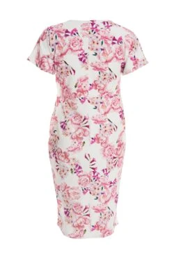 Curve Cream Floral Wrap Midi Dress -Glamourista 00100038020 ZB