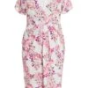 Curve Cream Floral Wrap Midi Dress