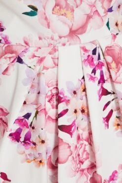 Curve Cream Floral Wrap Midi Dress -Glamourista 00100038020 ZS