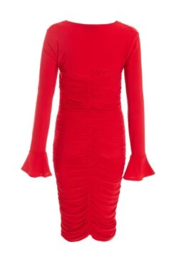 Red Knot Ruched Bodycon Midi Dress 10 Red Knot Ruched Bodycon Midi Dress -Glamourista 00100038036 ZB