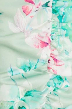 Light Green Floral Ruched Bardot Midi Dress -Glamourista 00100038046 ZS