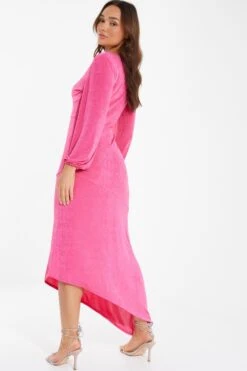 Pink Slinky Long Sleeve Maxi Dress -Glamourista 00100038081 XB