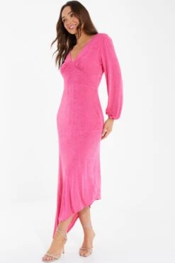 Pink Slinky Long Sleeve Maxi Dress -Glamourista 00100038081 XS