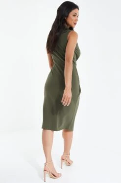 Khaki Wrap Sleeveless Midi Dress 8 Khaki Wrap Sleeveless Midi Dress -Glamourista 00100038089 XB