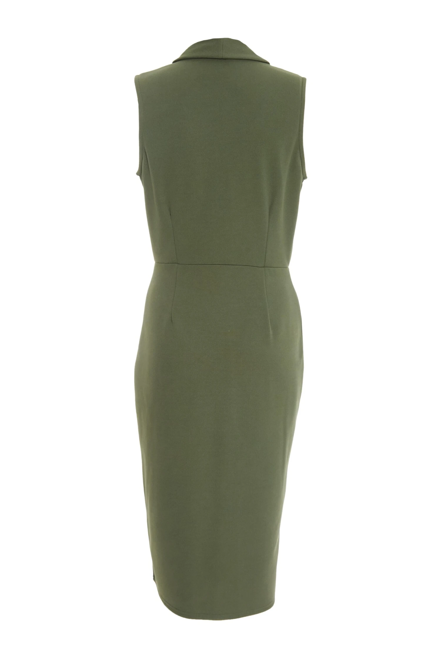 Khaki Wrap Sleeveless Midi Dress 5 Khaki Wrap Sleeveless Midi Dress - Image 5