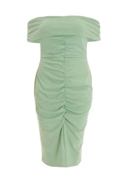 Curve Sage Ruched Bardot Midi Dress