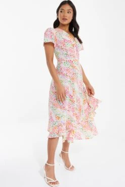 Petite Multicoloured Animal Print Midi Dress -Glamourista 00100038112 XS