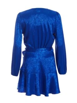 Petite Royal Blue Satin Jacquard Floral Mini Dress 10 Petite Royal Blue Satin Jacquard Floral Mini Dress -Glamourista 00100038115 ZB