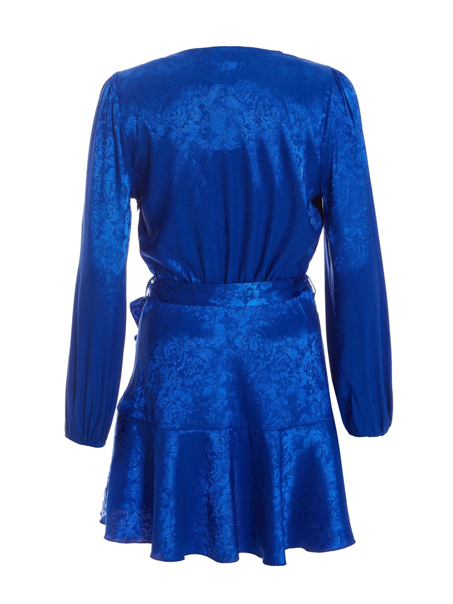Petite Royal Blue Satin Jacquard Floral Mini Dress 5 Petite Royal Blue Satin Jacquard Floral Mini Dress - Image 5