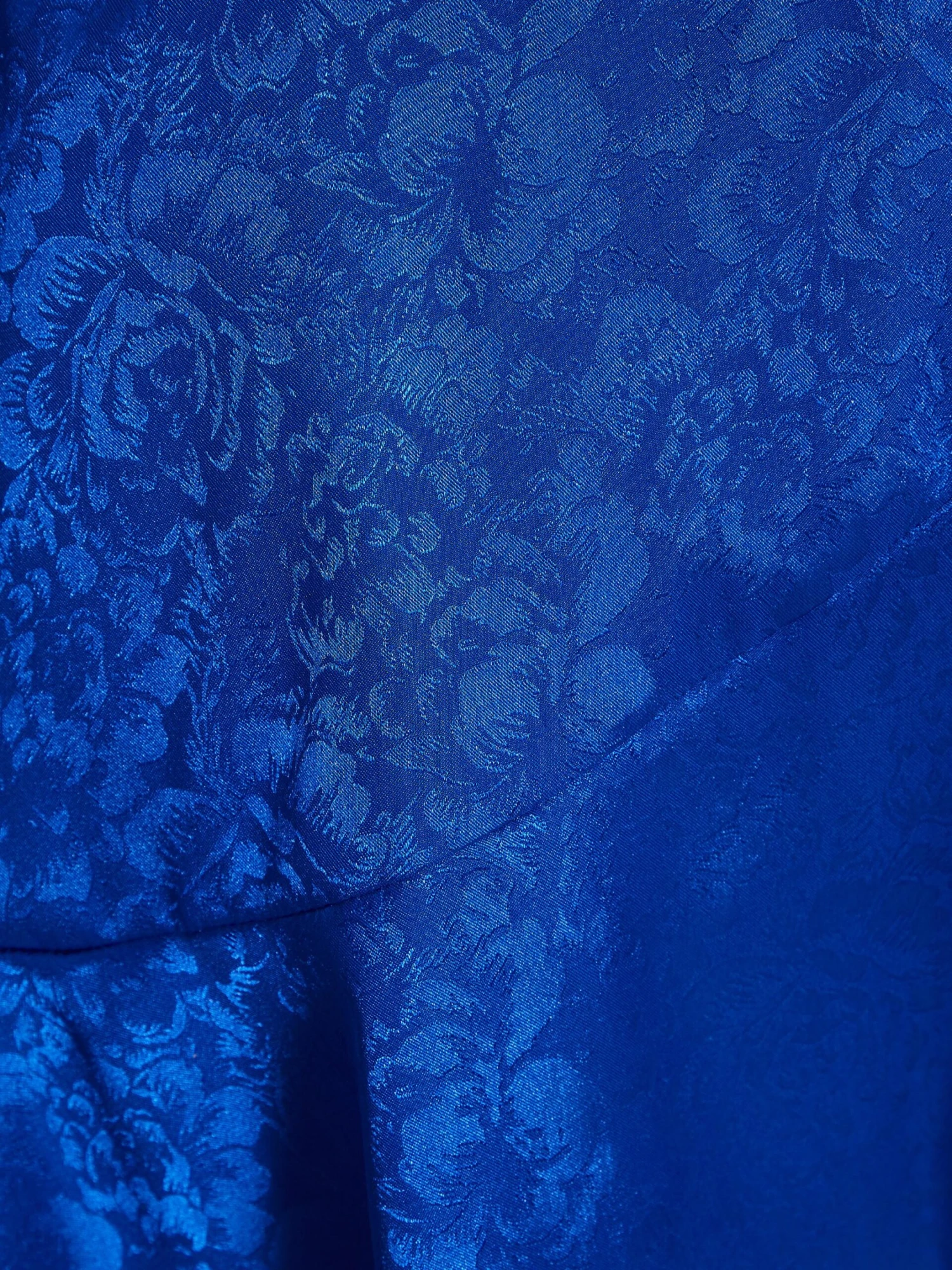 Petite Royal Blue Satin Jacquard Floral Mini Dress 6 Petite Royal Blue Satin Jacquard Floral Mini Dress - Image 6