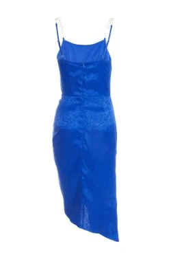 Royal Blue Satin Jacquard Midi Dress -Glamourista 00100038118 ZB