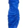 Royal Blue Satin Jacquard Midi Dress