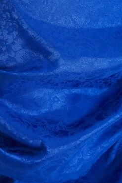 Royal Blue Satin Jacquard Midi Dress -Glamourista 00100038118 ZS