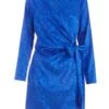 Royal Blue Satin Jacquard Mini Dress