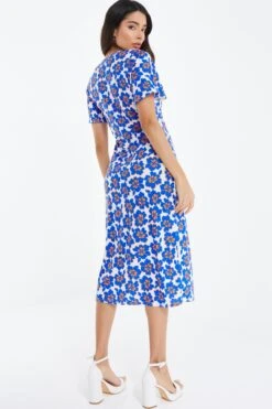 Royal Blue Floral Midi Dress -Glamourista 00100038137 XB