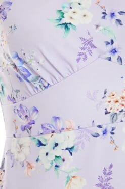 Petite Lilac Floral Halter Neck Bodycon Mini Dress -Glamourista 00100038187 ZS