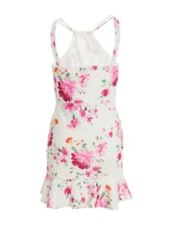 Petite Pink Floral Halter Neck Bodycon Mini Dress -Glamourista 00100038190 ZB