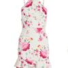 Petite Pink Floral Halter Neck Bodycon Mini Dress
